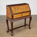 Chinese Export carved mixed wood secretaire