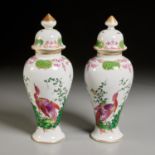 Pair Chelsea Porcelain lidded baluster vases