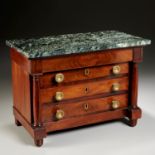 Empire mahogany marble top miniature commode