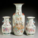 (3) Chinese famille rose porcelain vases