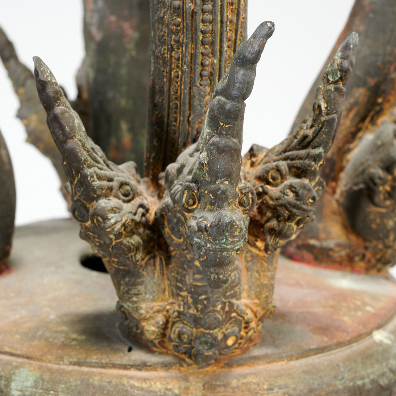 Large Thai bronze temple bell and stand - Image 3 of 8
