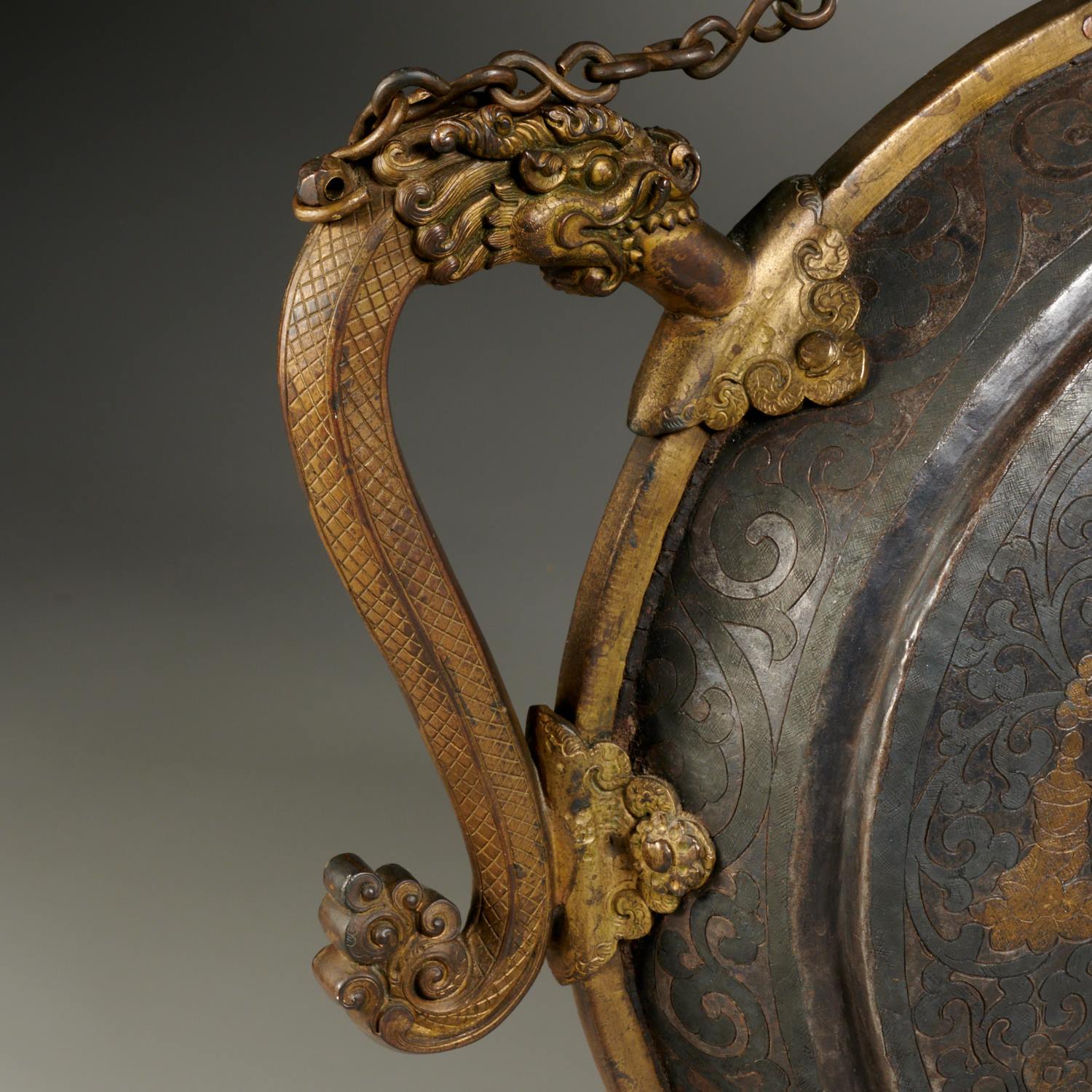 Himalayan damascened iron moon flask ewer - Image 4 of 7