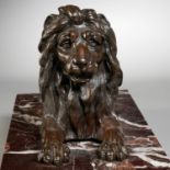 Large Grand Tour bronze recumbent lion