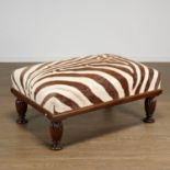 William IV style zebra hide upholstered ottoman