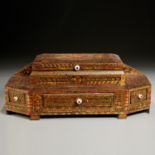 Large Napoleonic French POW straw inlay box