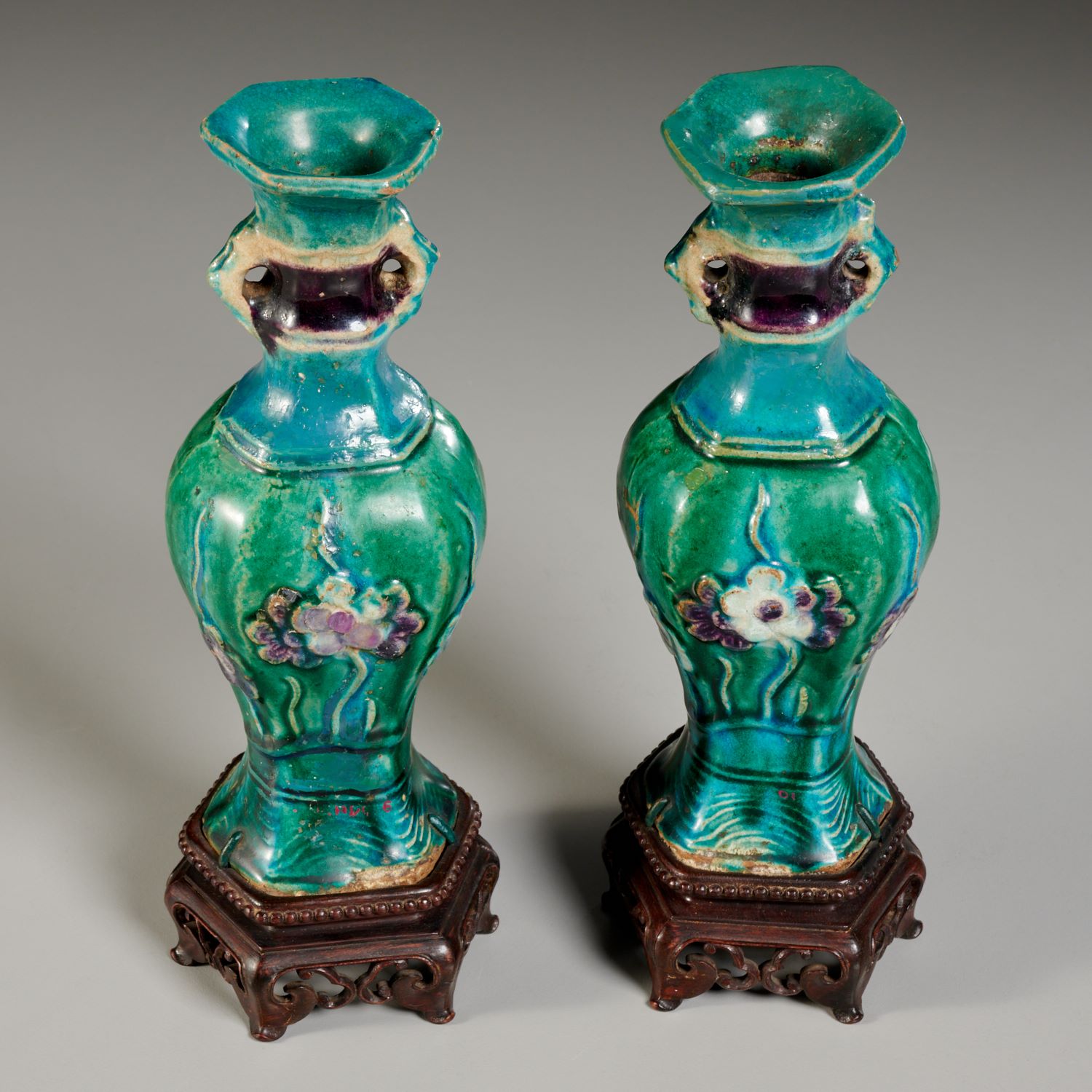 Pair Chinese fahua vases, ex C.T. Loo - Image 4 of 5