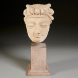 Gandharan sandstone or stucco Bodhisattva bust