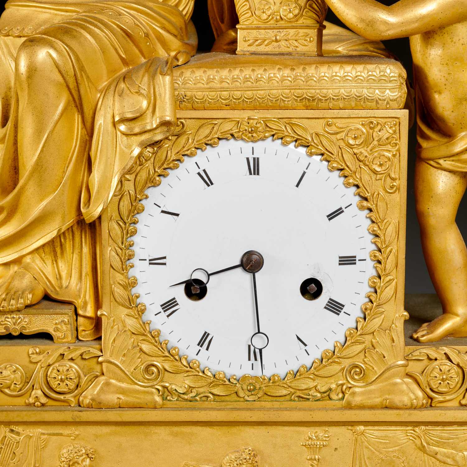 French Empire gilt bronze figural mantel clock - Image 4 of 9