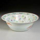 Large Chinese famille rose flower-balls bowl