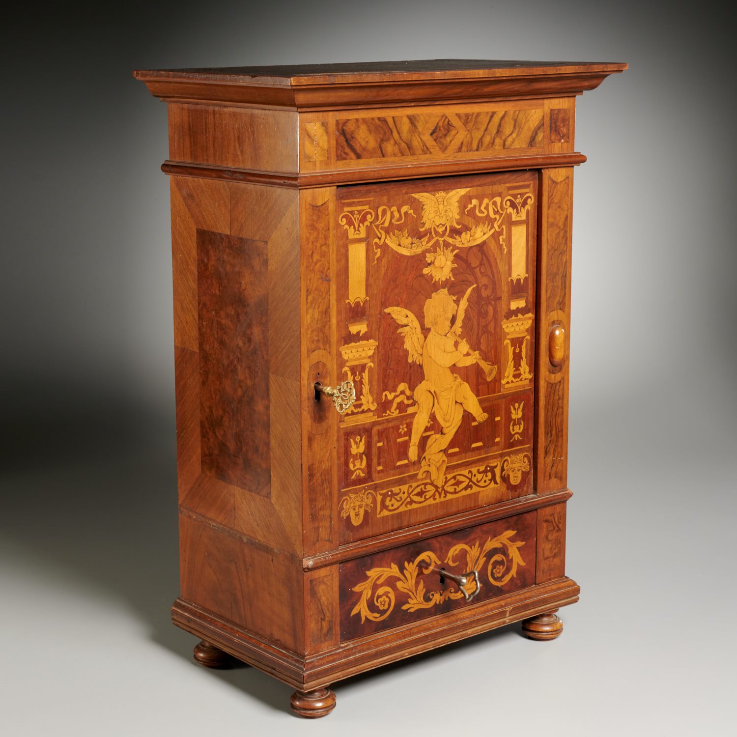 Continental Neoclassic marquetry tabletop cabinet - Image 2 of 8
