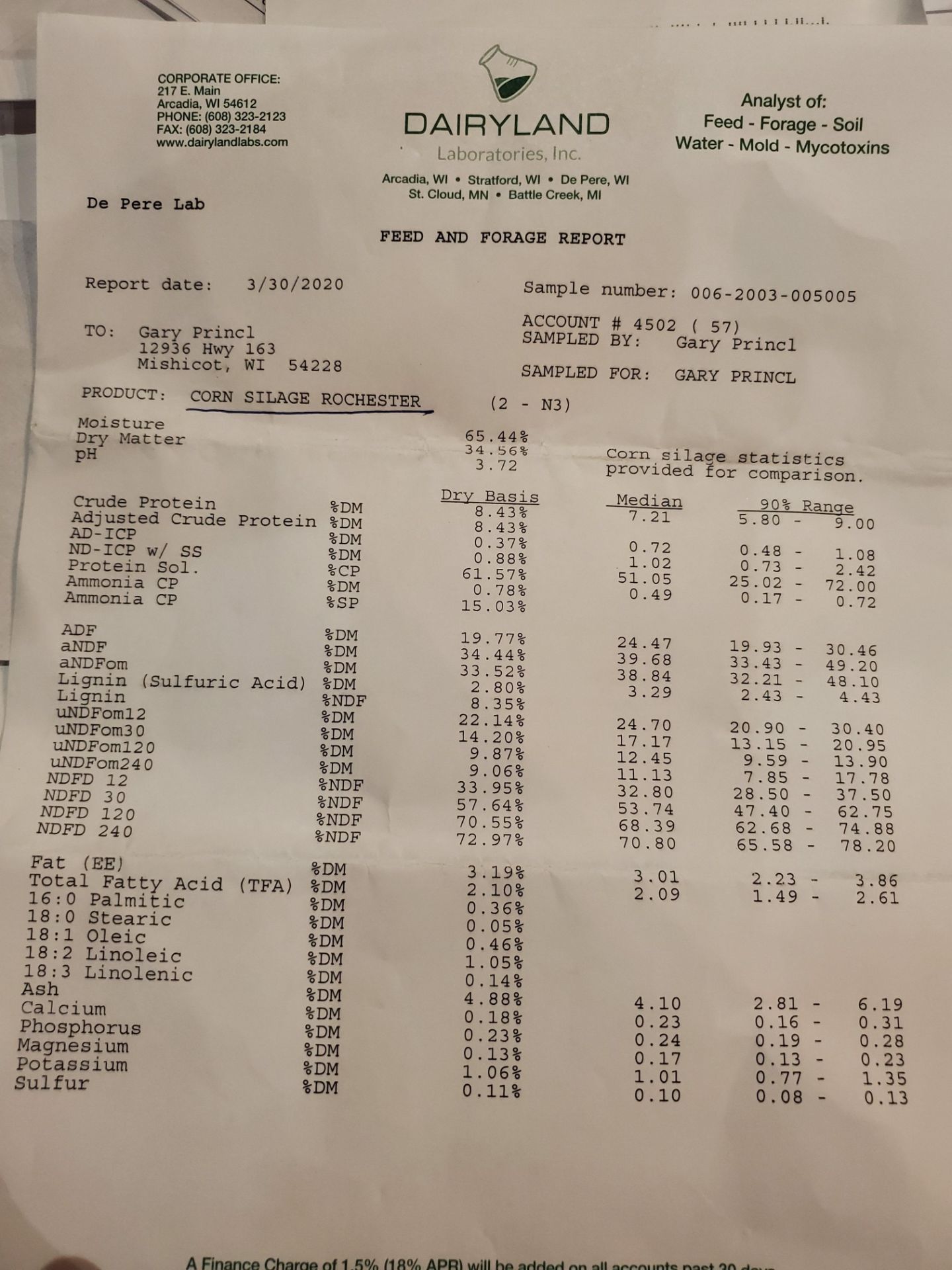 10' CORN SILAGE: IN SOUTH 20x75 SILO, SOLD BY THE FOOT