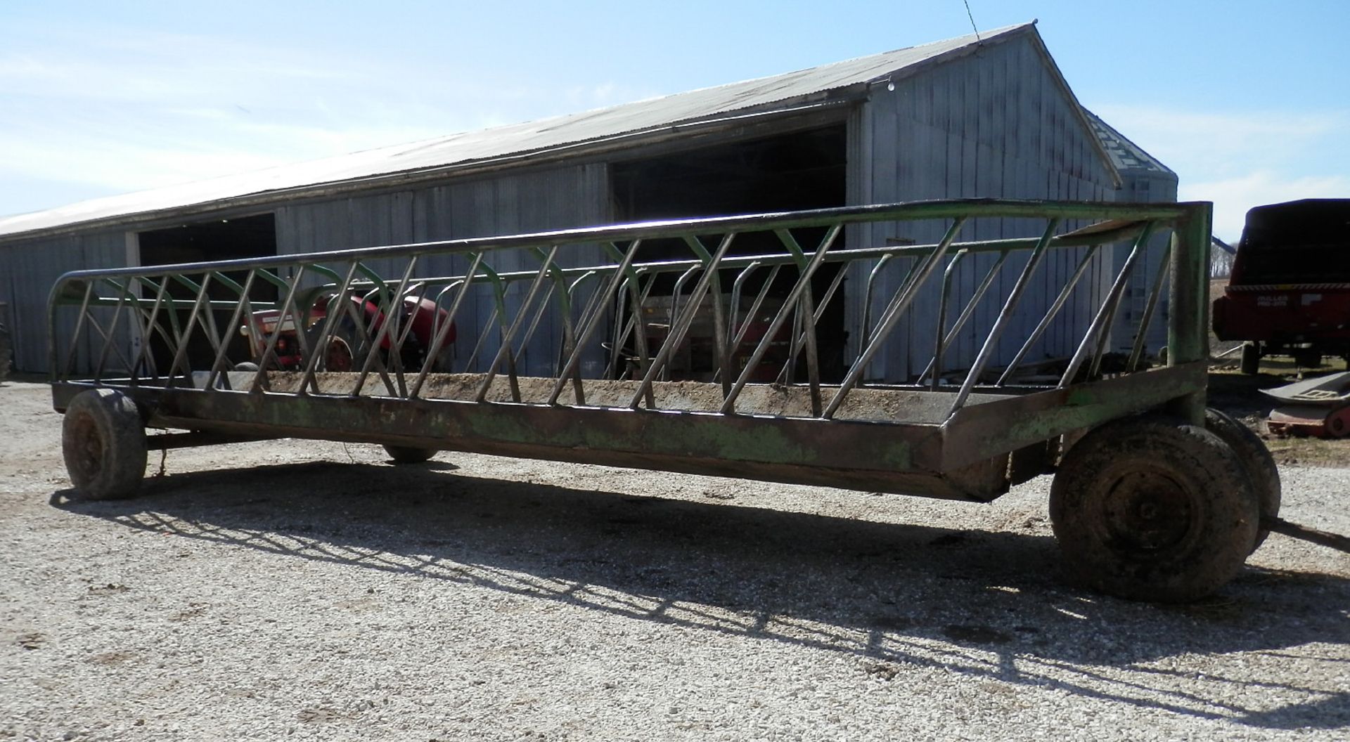 SCHOESSOW 20' FRONT DOLLY WHEEL SLANT BAR FEEDER WAGON - Image 2 of 4