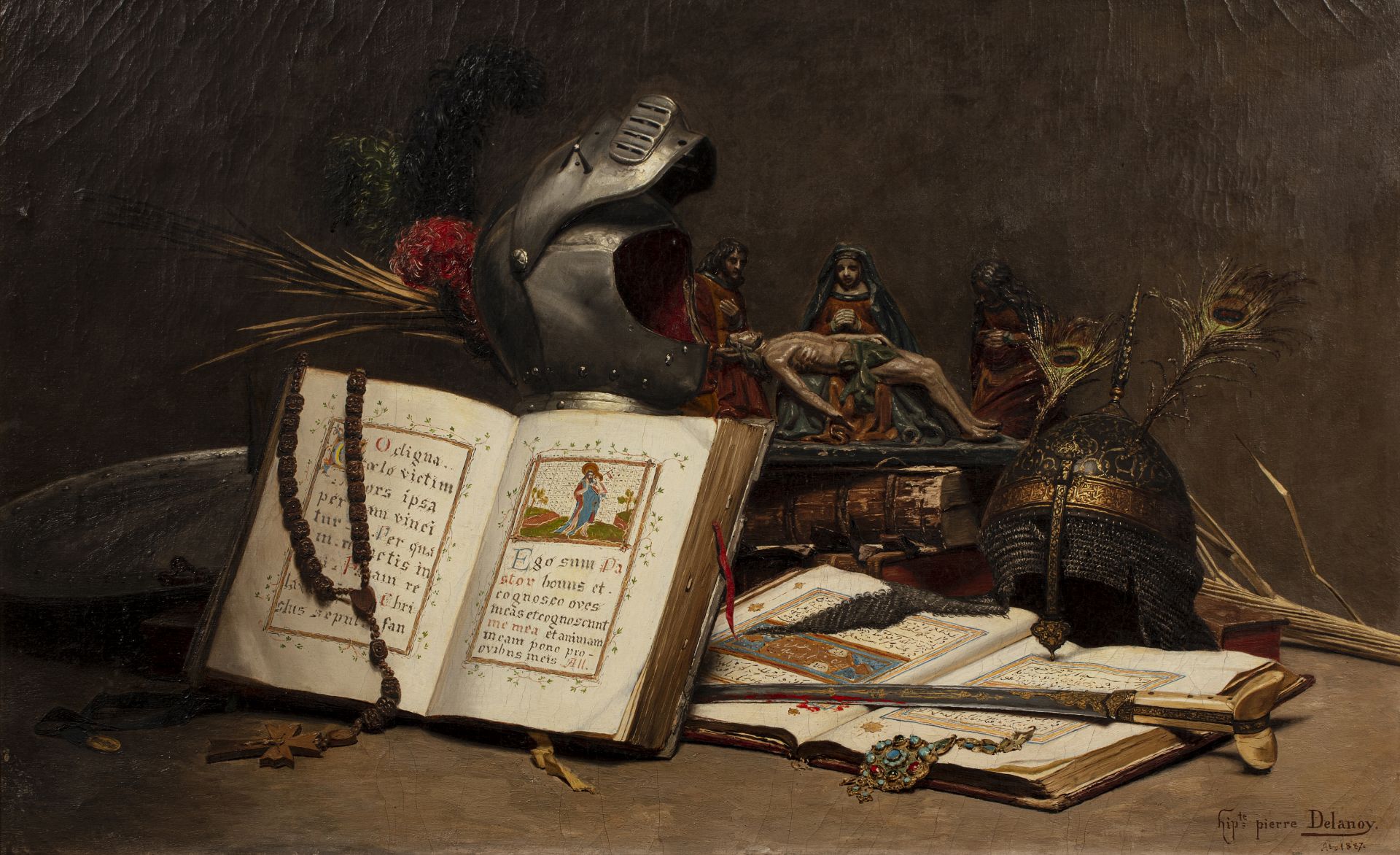 Hippolyte Pierre DELANOYE (Glasgow 1849- Paris 1899) - Evangile et Coran - Huile [...]