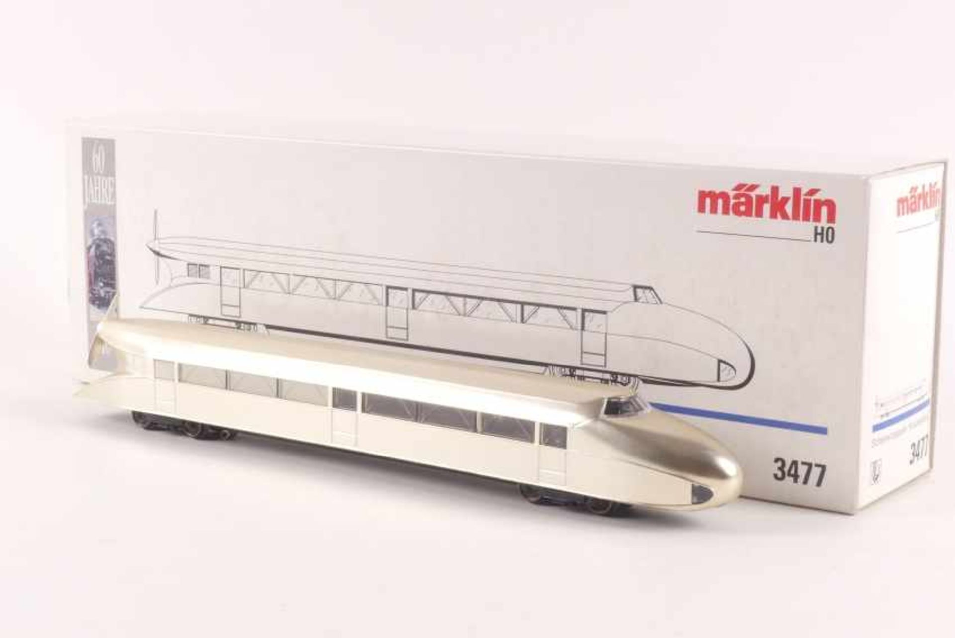 Märklin 3477,Märklin 3477, Schienenzeppelin, silber-metallic, Sonderserie "60 Jahre H0", DELTA-