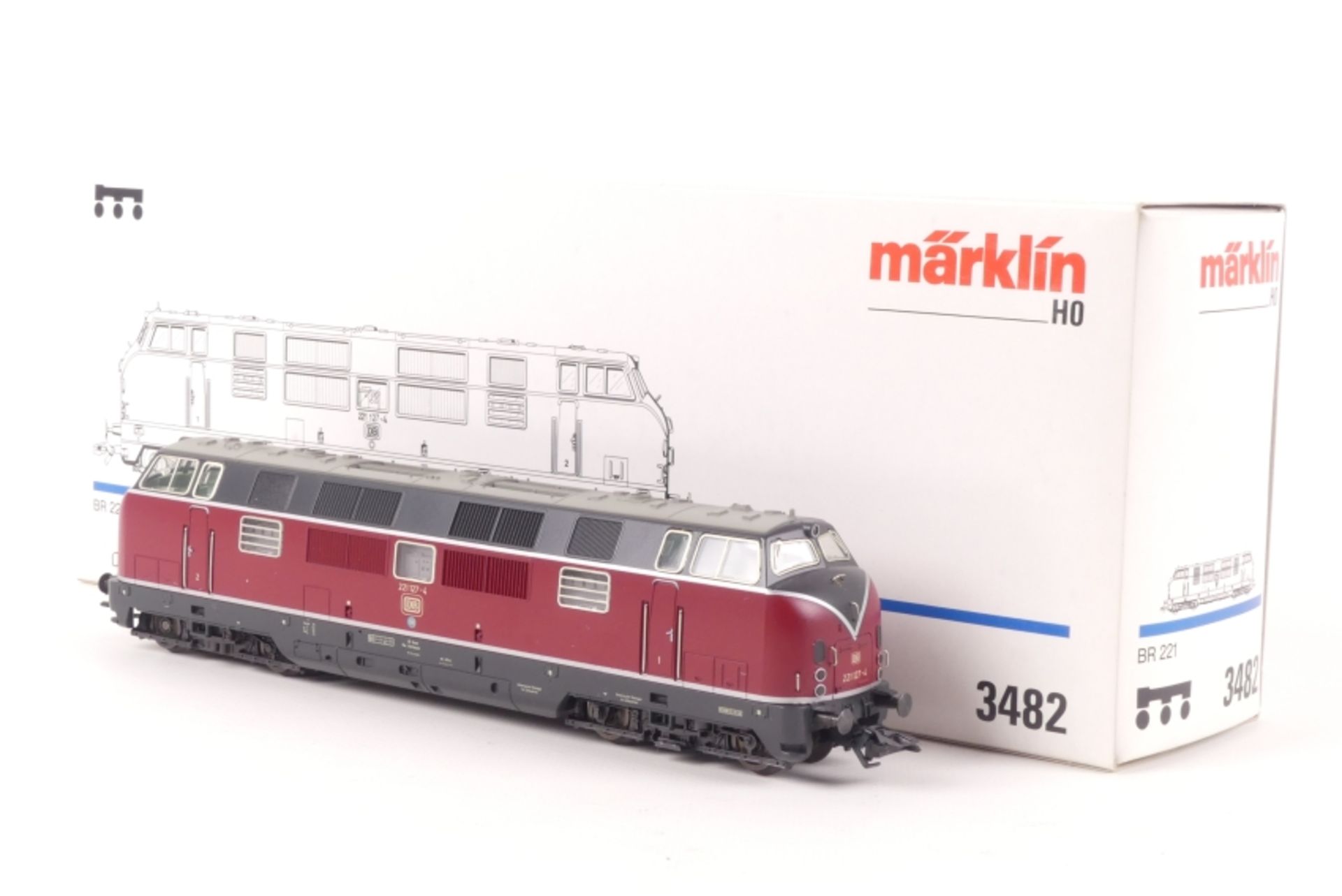 Märklin 3482Märklin 3482, Diesellok "221 127-4" der DB, professionell umgebaut mit Digital-Decoder