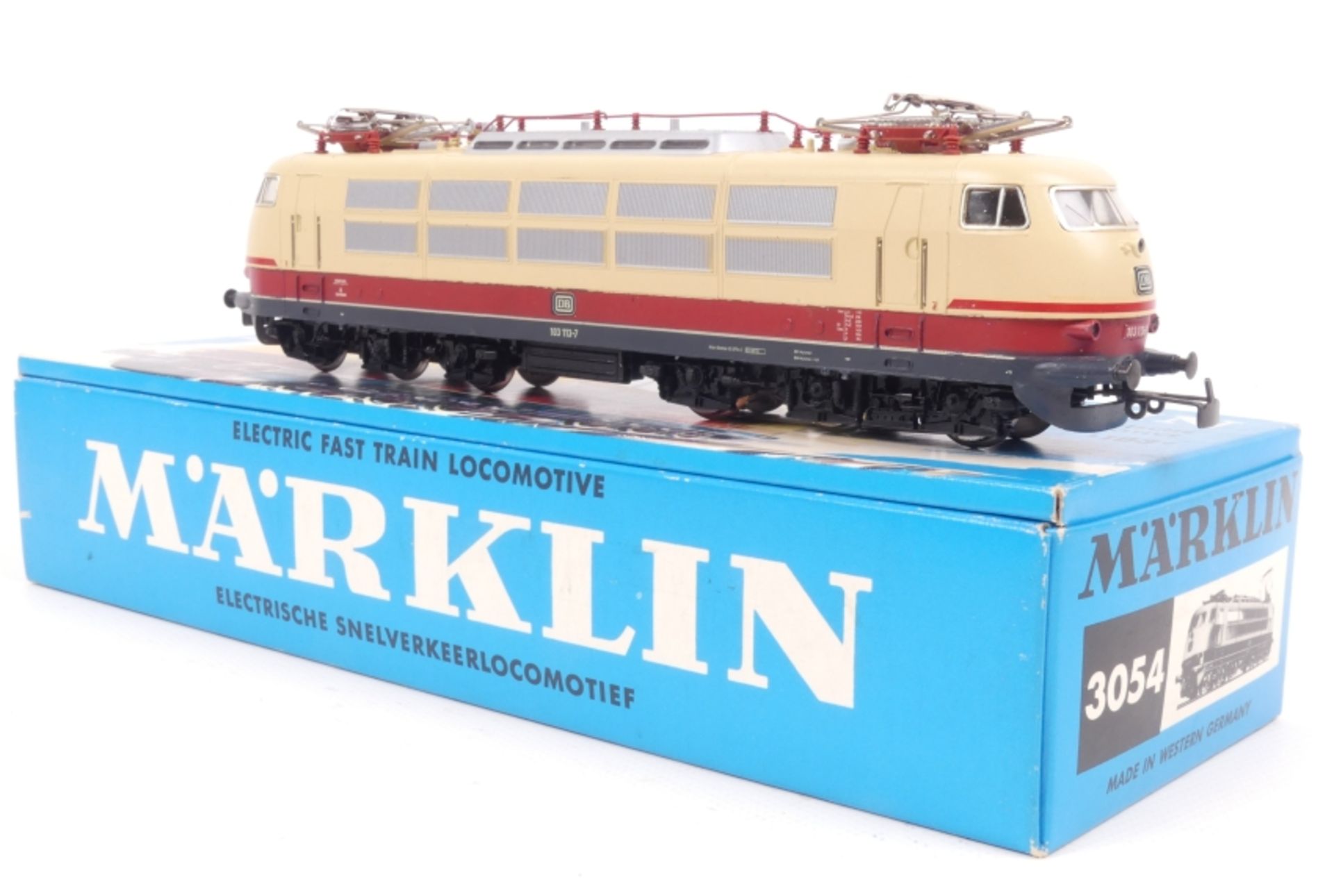 Märklin 3054, TEE Elektrolok "103 113-7" der DB, analog, Dachlaufstege silbern, DB-Signet auf schw