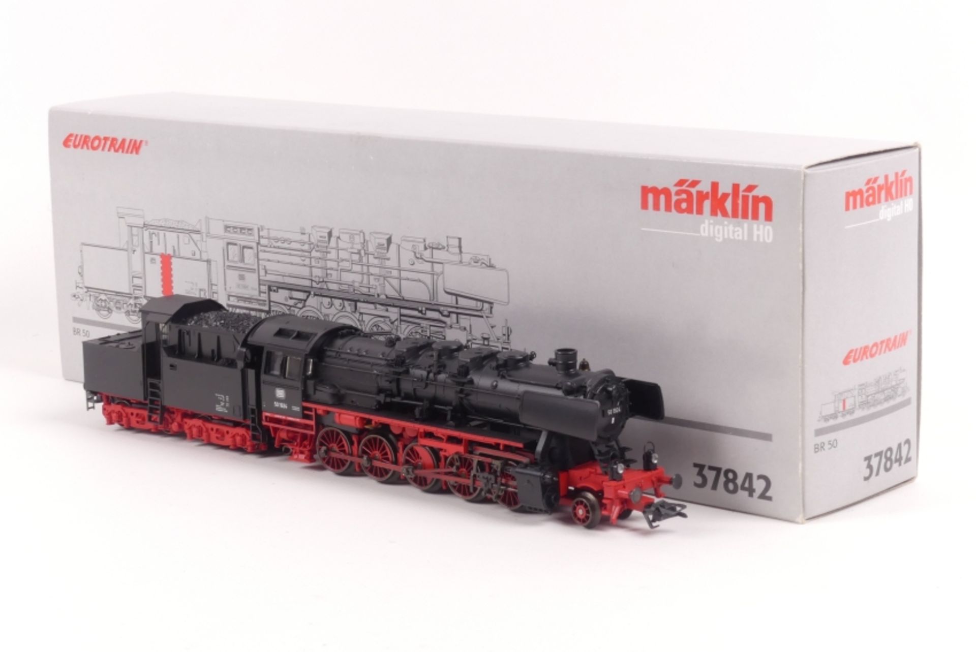 Märklin 37842, Dampflok "50 1924" der DB, Digital-Technik, Telex-Kupplung schaltbar, sehr gut erha