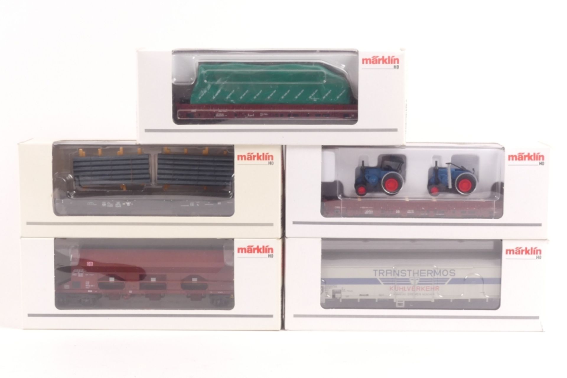 Märklin fünf Güterwagen 48163, 48102, 46948, 46942, 48688, ORK, sehr gut erhalten