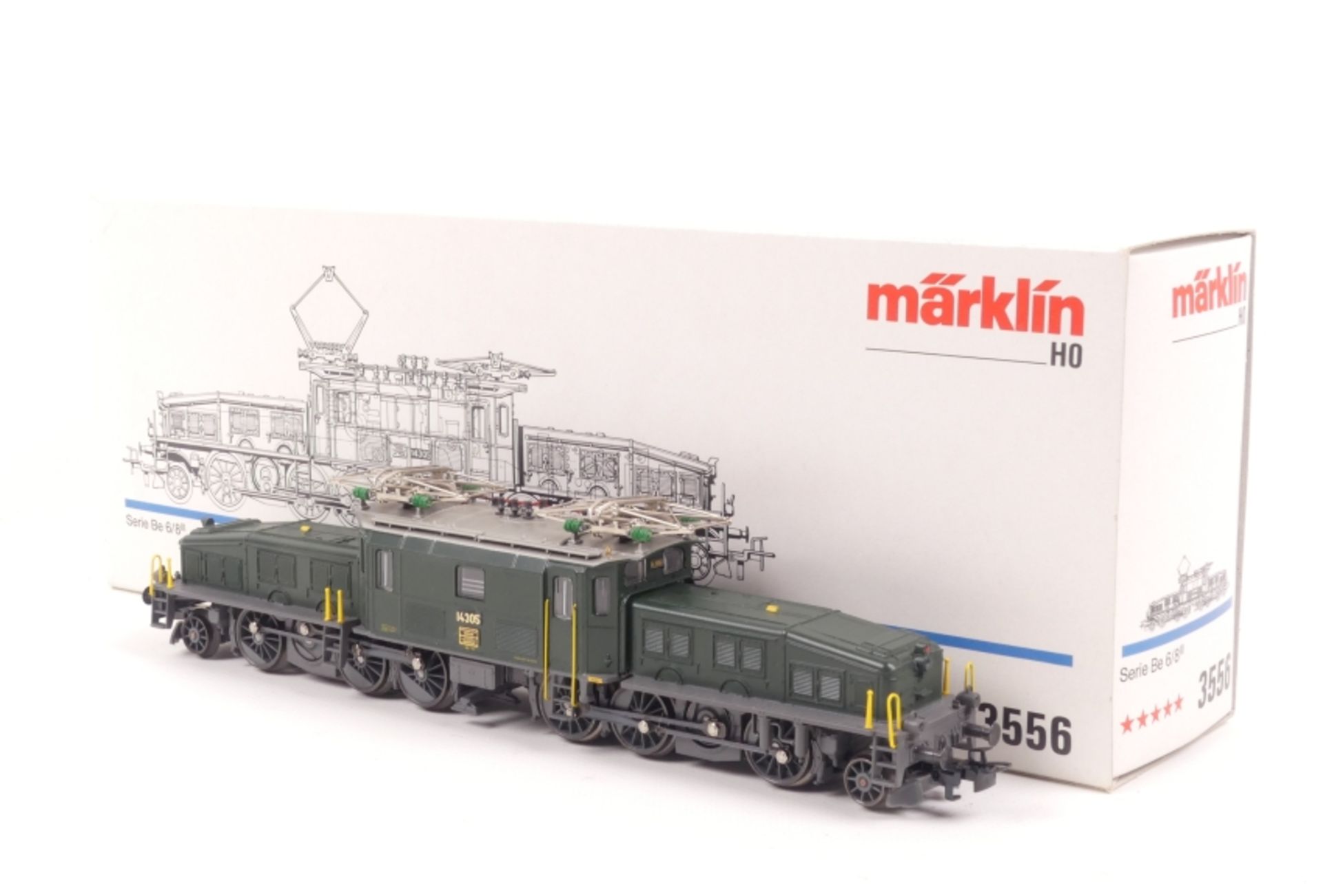 Märklin 3556, 'Krokodil', Elektrolok "14305" der SBB, *****-Antrieb, sehr gut erhalten, ORK, Anlei