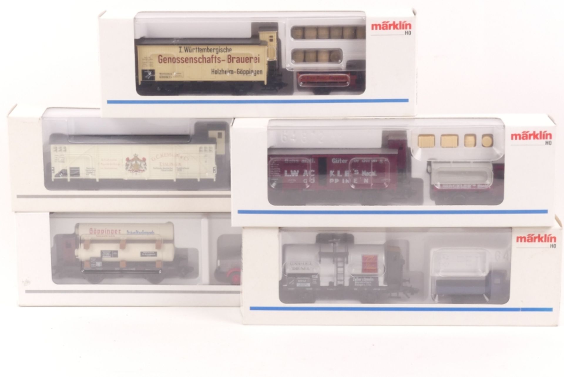 Märklin fünf Güterwagen-Set Museum 1992, 1993, 1994, 2002, 2004, sehr gut erhalten, ORK