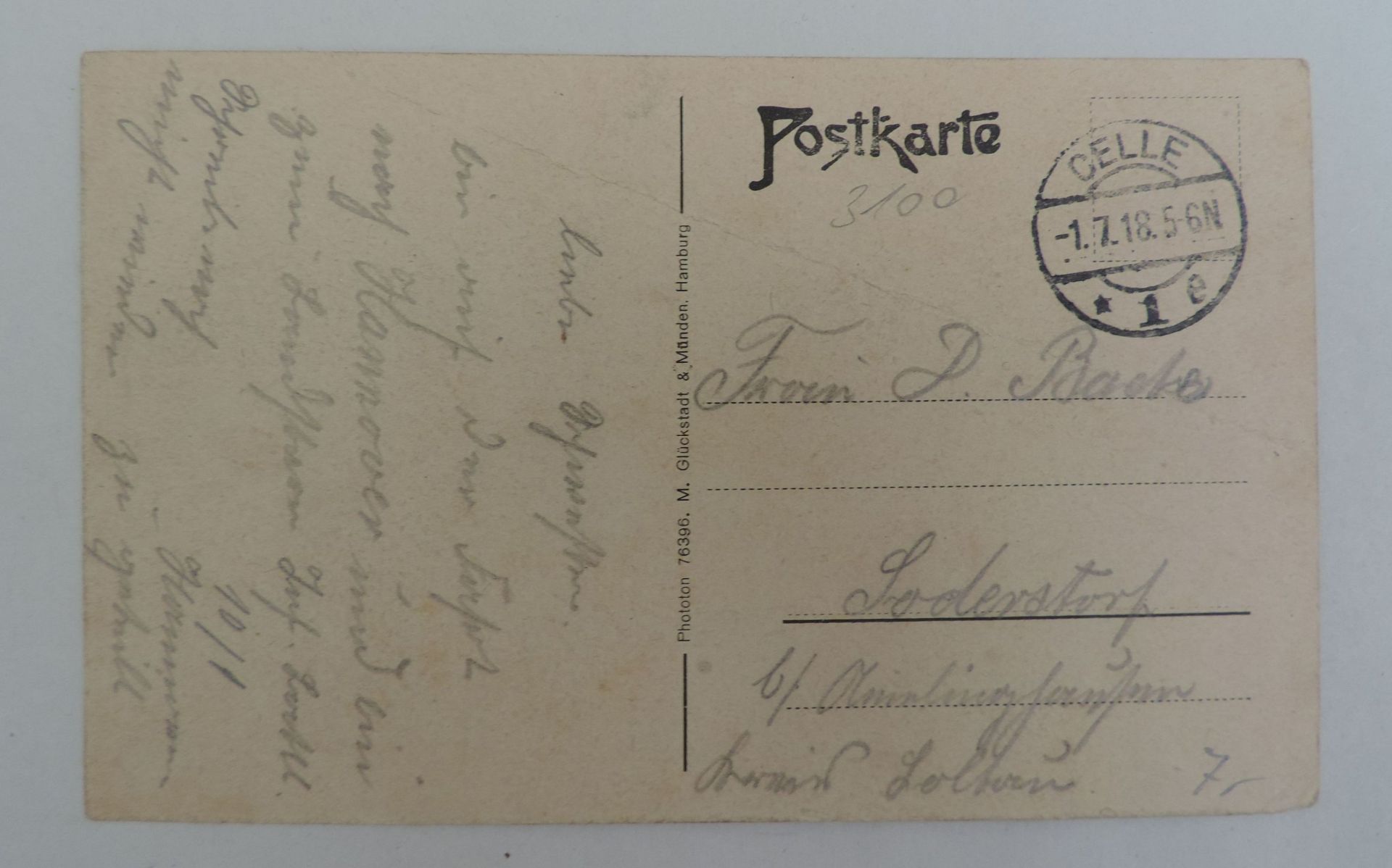 POSTKARTE, 1918, Artellerie-Kaserne Celle - Bild 2 aus 2