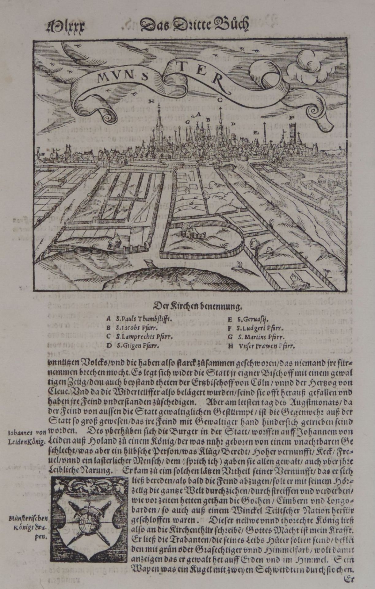 MÜNSTER/WESTF, Holzschnittvedute von MÜNSTER, Sebastian, *1489 Ingelheim, +1552 Basel, (Babendererde