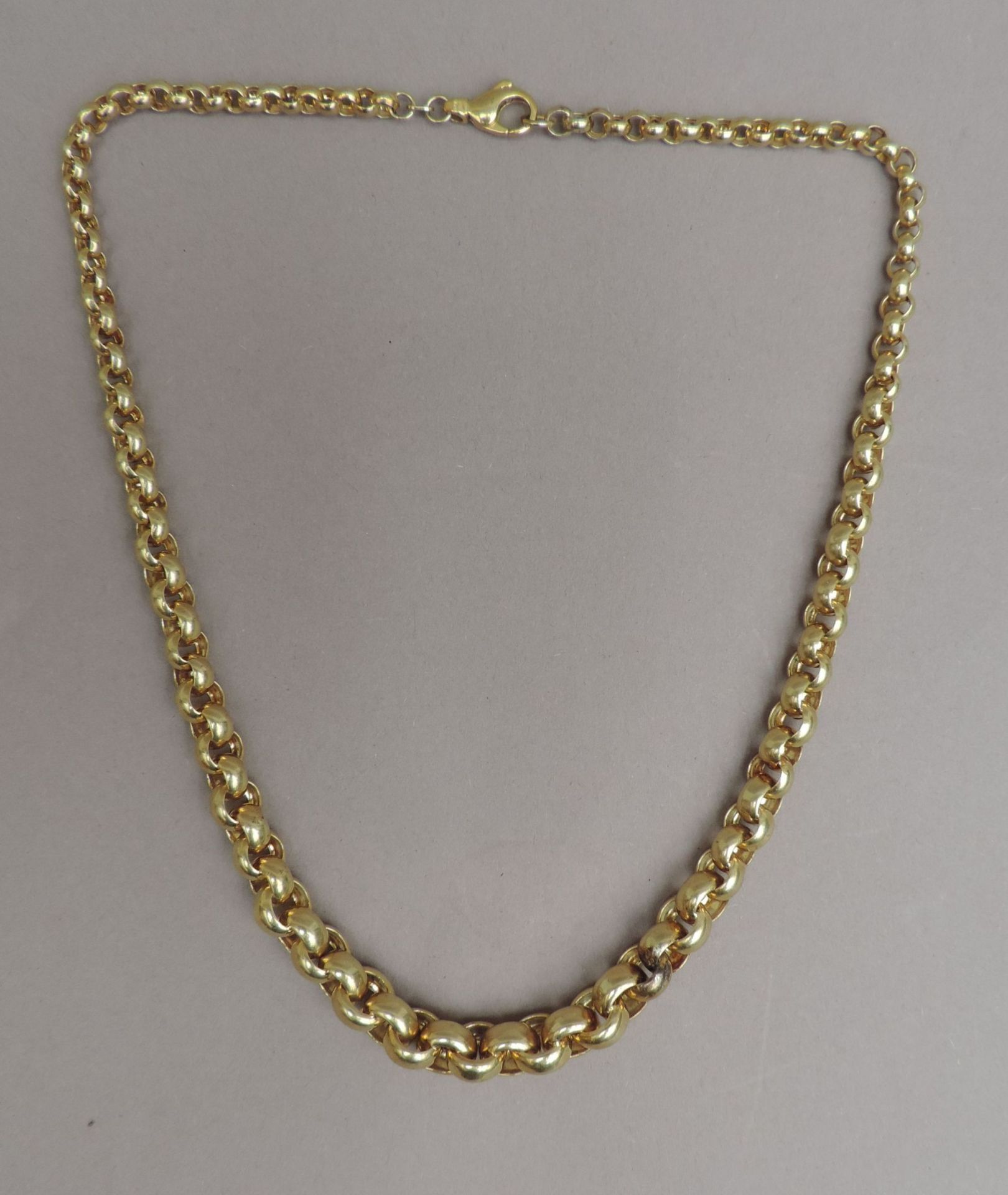 COLLIER, 585-Gelbgold, im Verlauf Erbsglieder, Karabiner, L 41, ca 22 g f