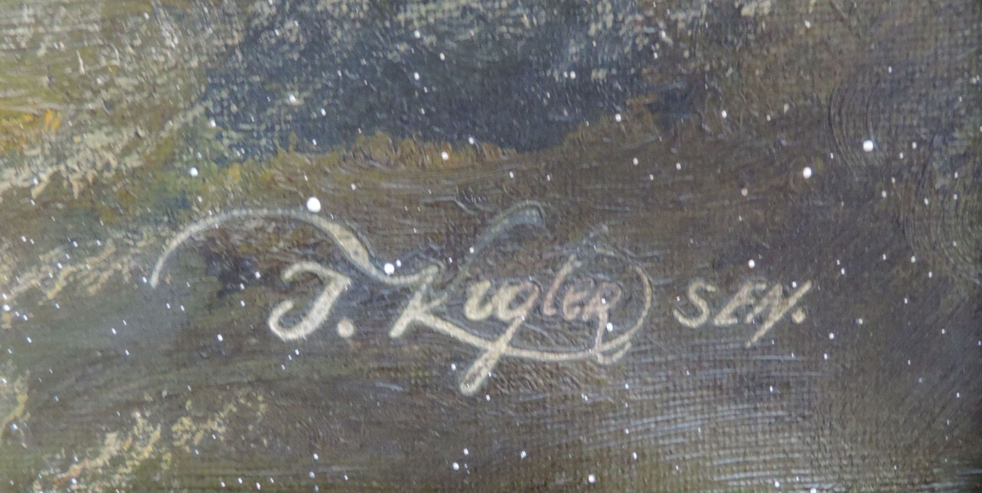 Kugler, Josef sen, *1867, +1946, arb wohl Wien, Öl/Lw, Voralpenlandschaft, re u sign, 30 x 80, - Image 2 of 2