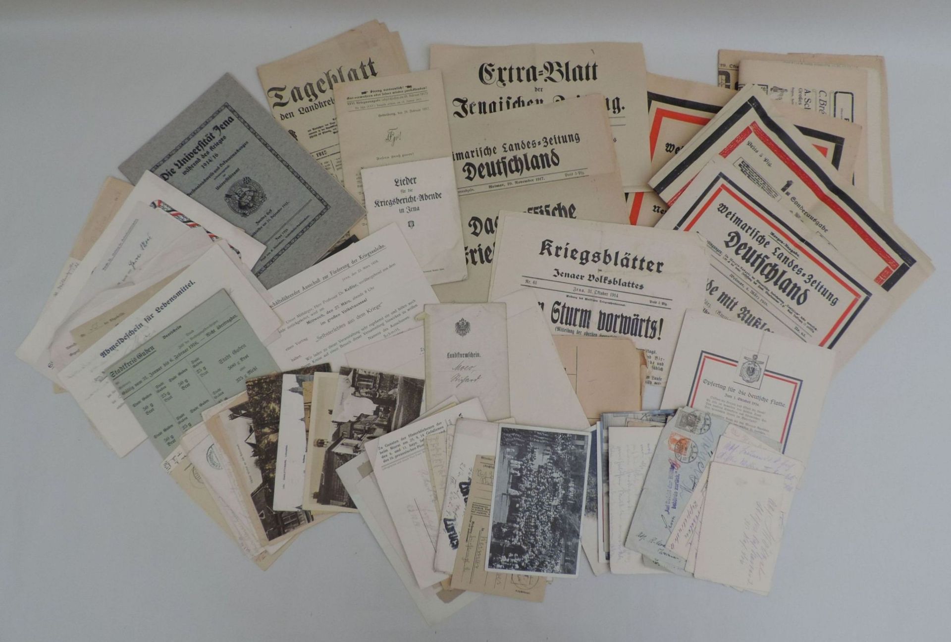 KONVOLUT, Dokumente WK I aus dem Besitz des Richard Moes (1887-1968), Raum Weimar/Jena/Guben,