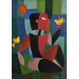 Basil Ivan Rakoczi (1908-1979) Figure with Birds oil on canvas board signed lower right 35½ x 25½