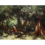 George William Russell (AE) (1867-1935) Children in the Woods oil on canvas signed with monogram