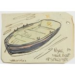 Jack Butler Yeats RHA (1871-1957) Royal Mail Boat at Salcombe watercolour and pencil 7 x 10½cm (2.