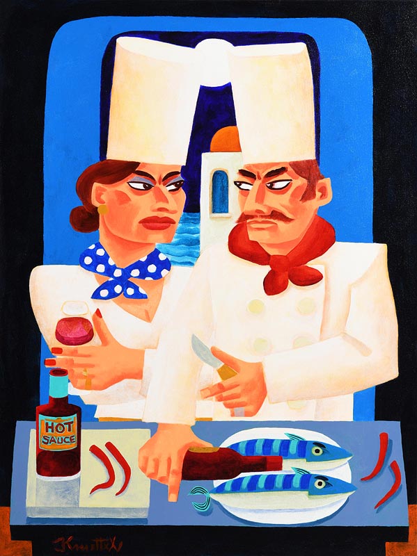 Graham Knuttel (b.1954) Hot in the Kitchen oil on canvas signed lower left 102 x 76½cm (40.2 x 30. - Image 2 of 5