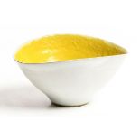 Lucie Rie (1902-1995) Austrian/British Bowl with Yellow Interior unique ceramic signed 7½ x 15½ x