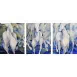 Margaret Egan (20th/21st Century) Dancing Horses oil on canvas - triptych each signed lower right