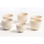 Sara Flynn (b.1971) White Bowls set of 6 porcelain bowls each signed