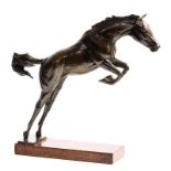 Charlie Langton (20th/21st Century) Jumping Horse (2009) bronze on wooden base - artist's copy aside