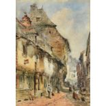 William Bingham McGuiness RHA (1849-1928) A Street in Dinan, Brittany (1880) watercolour signed