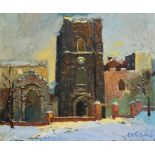 Sean O'Sullivan RHA (1906-1964) St. Audeon's Under Snow oil on board signed lower right 46 x 56cm (