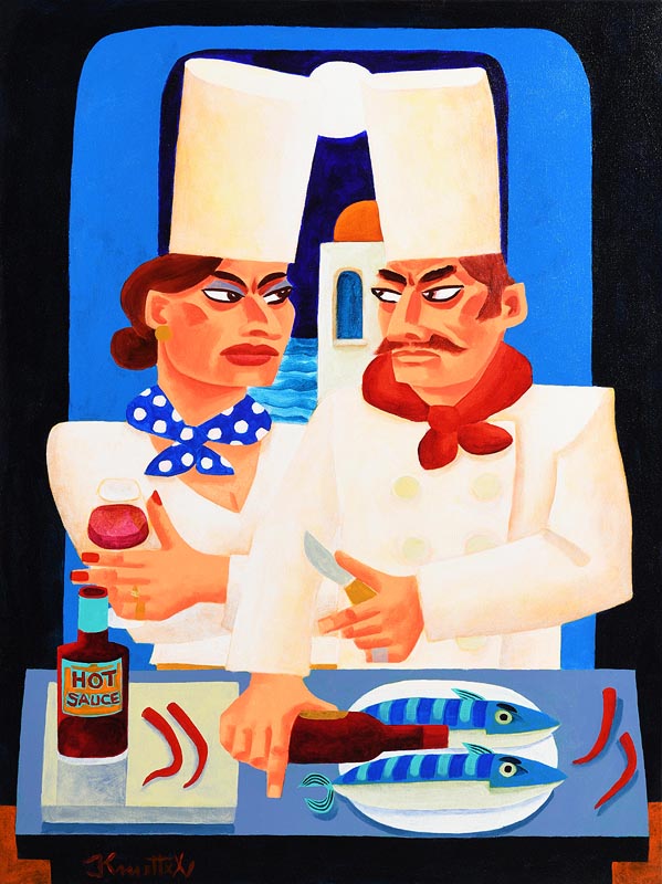 Graham Knuttel (b.1954) Hot in the Kitchen oil on canvas signed lower left 102 x 76½cm (40.2 x 30.