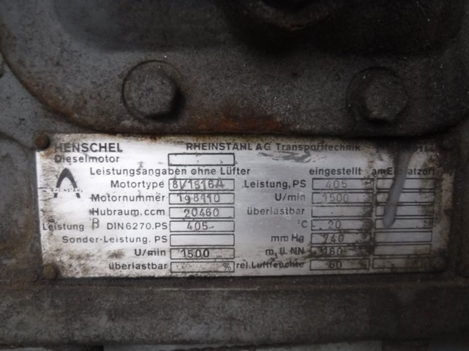 HENSCHEL DIESEL GENERATOR V8 TWIN TURBO ENGINE 525 hrs (NOT VERIFIED) - Image 20 of 21
