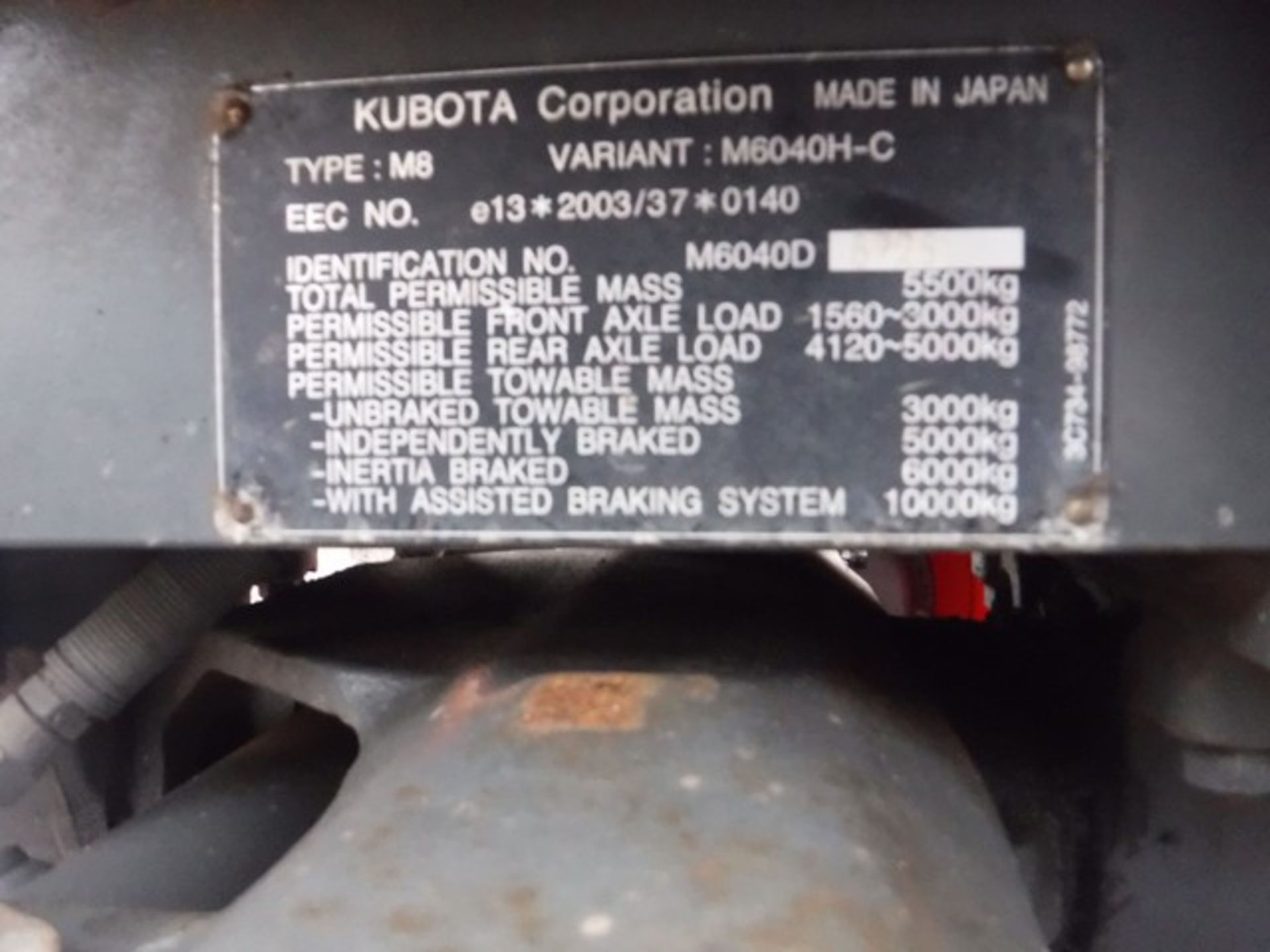 2013 KUBOTA M6040H-C AAGRIC TRACTOR REG - SF13EYJ - 6828HRS - Image 9 of 21