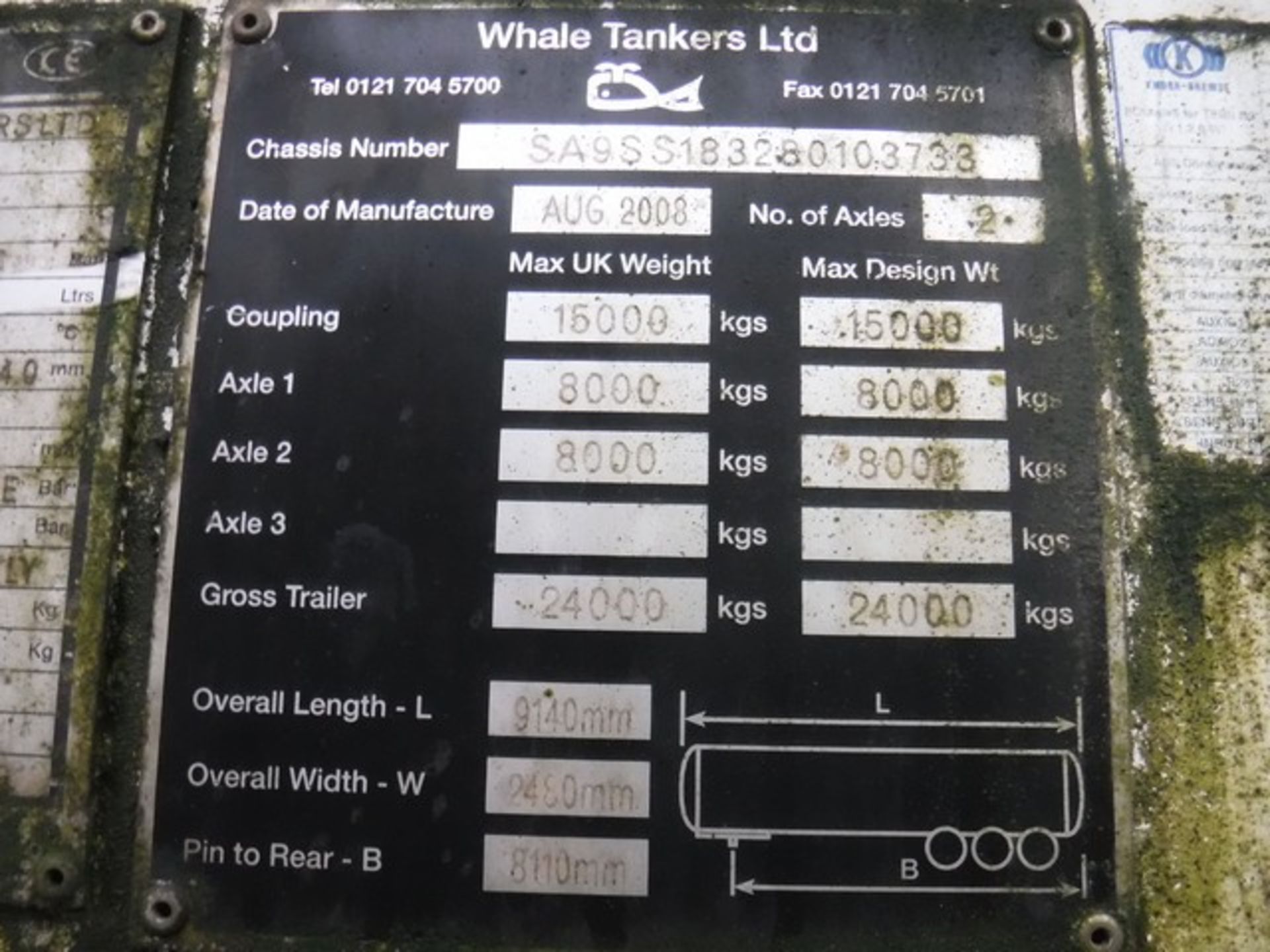 TANKER TRAILER 18000 LTR MAN 2008 Twin Axle - WHALE BOWSER ASSET NO. - C270275 - Image 2 of 8