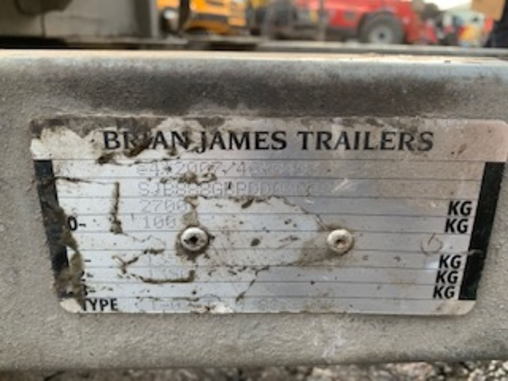 BRIAN JAMES DIGGER TWIN AXLE TRAILER 27T 9FTx6FT ASSET NO - 758-5112 - Image 3 of 5