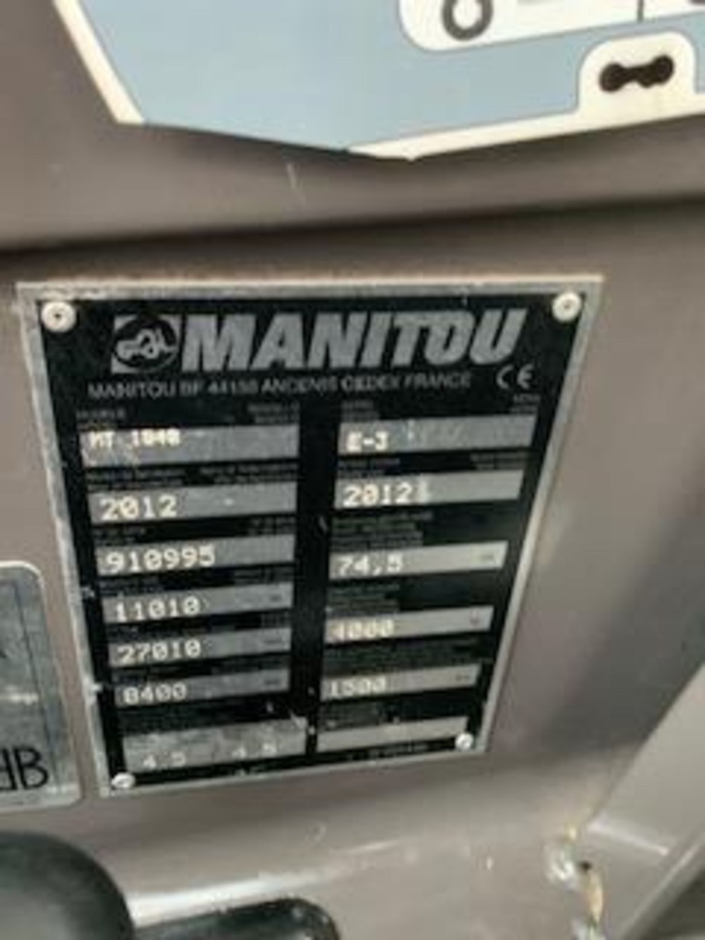 2012 MANITOU MT1840 TELESCOPIC FORKLIFT 6503 HRS REG - SX12LBJ - Image 8 of 13