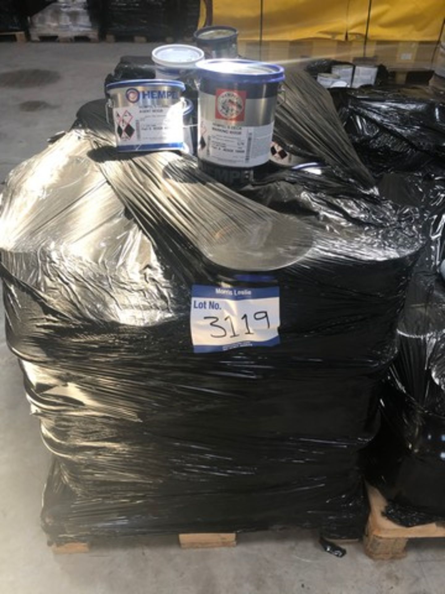 Mixed pallet of Hempel curing agent 953GB, Hempel deck marking 453GB approx total 50 tins