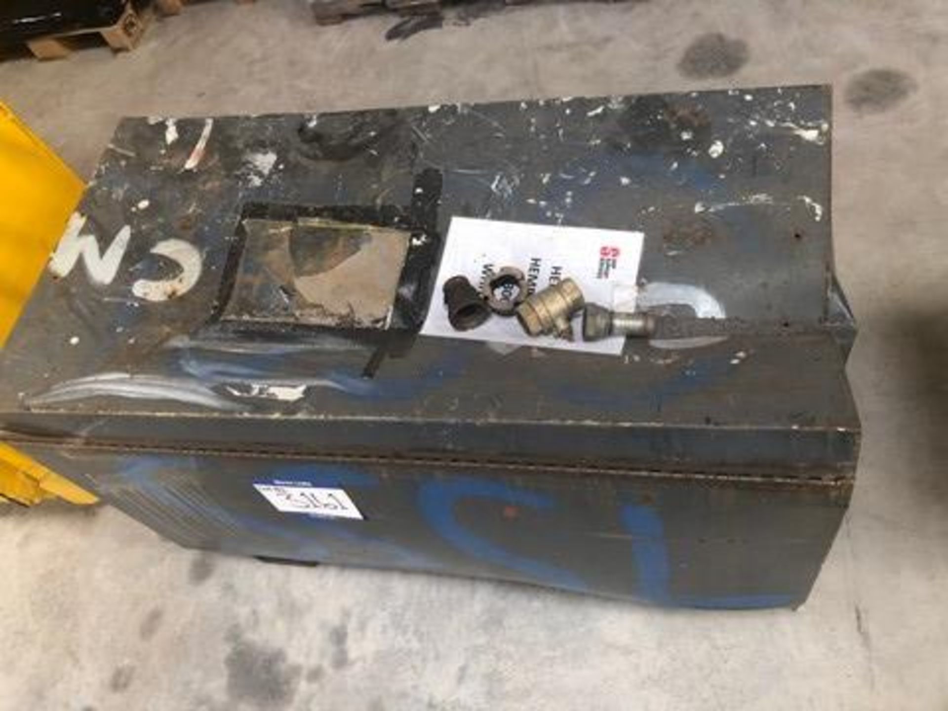 Metal chest with handles (damaged) - see image