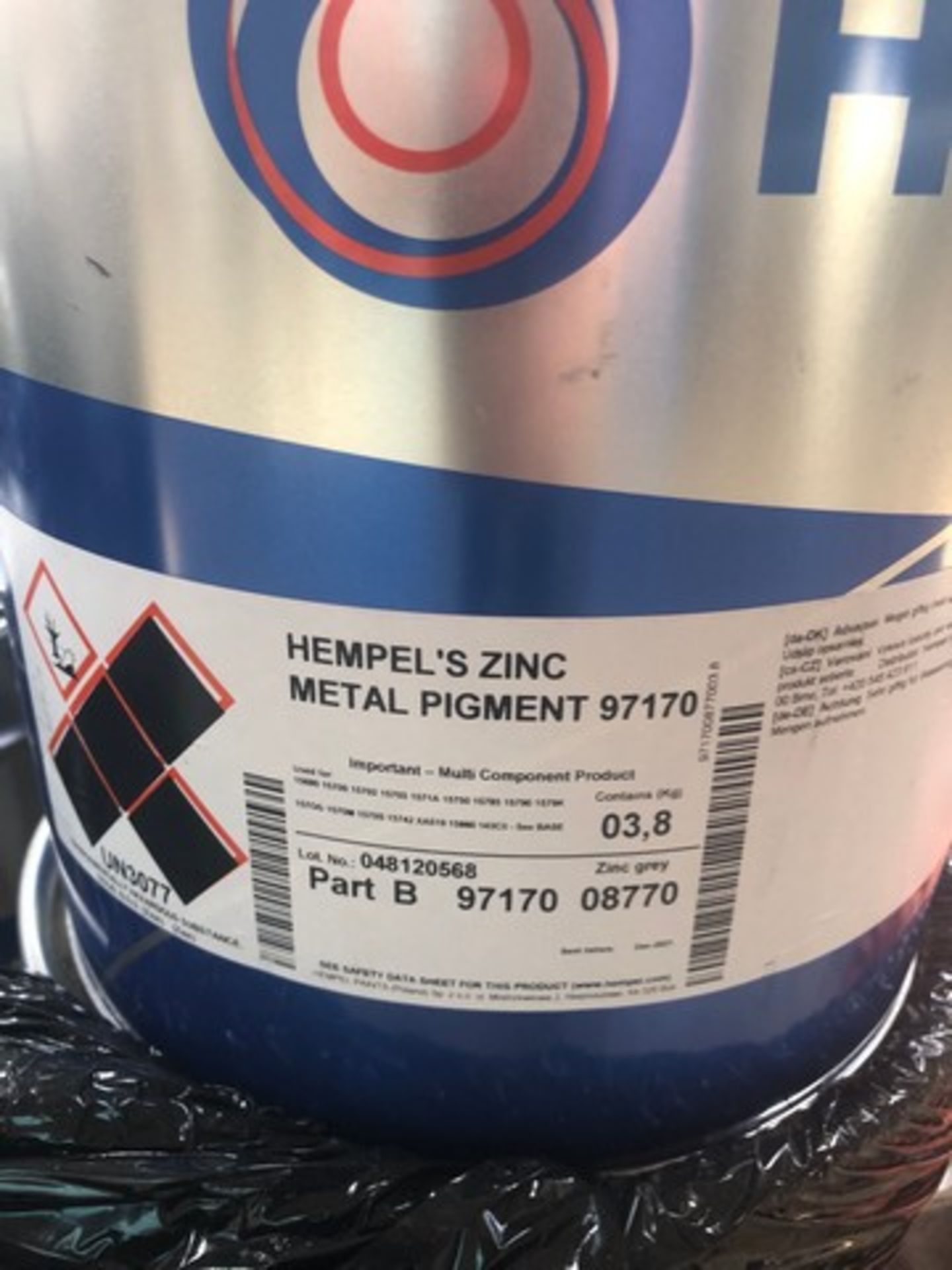 Pallet of Hempel zinc metal pigment 97170 approx 10 tins - Image 2 of 2