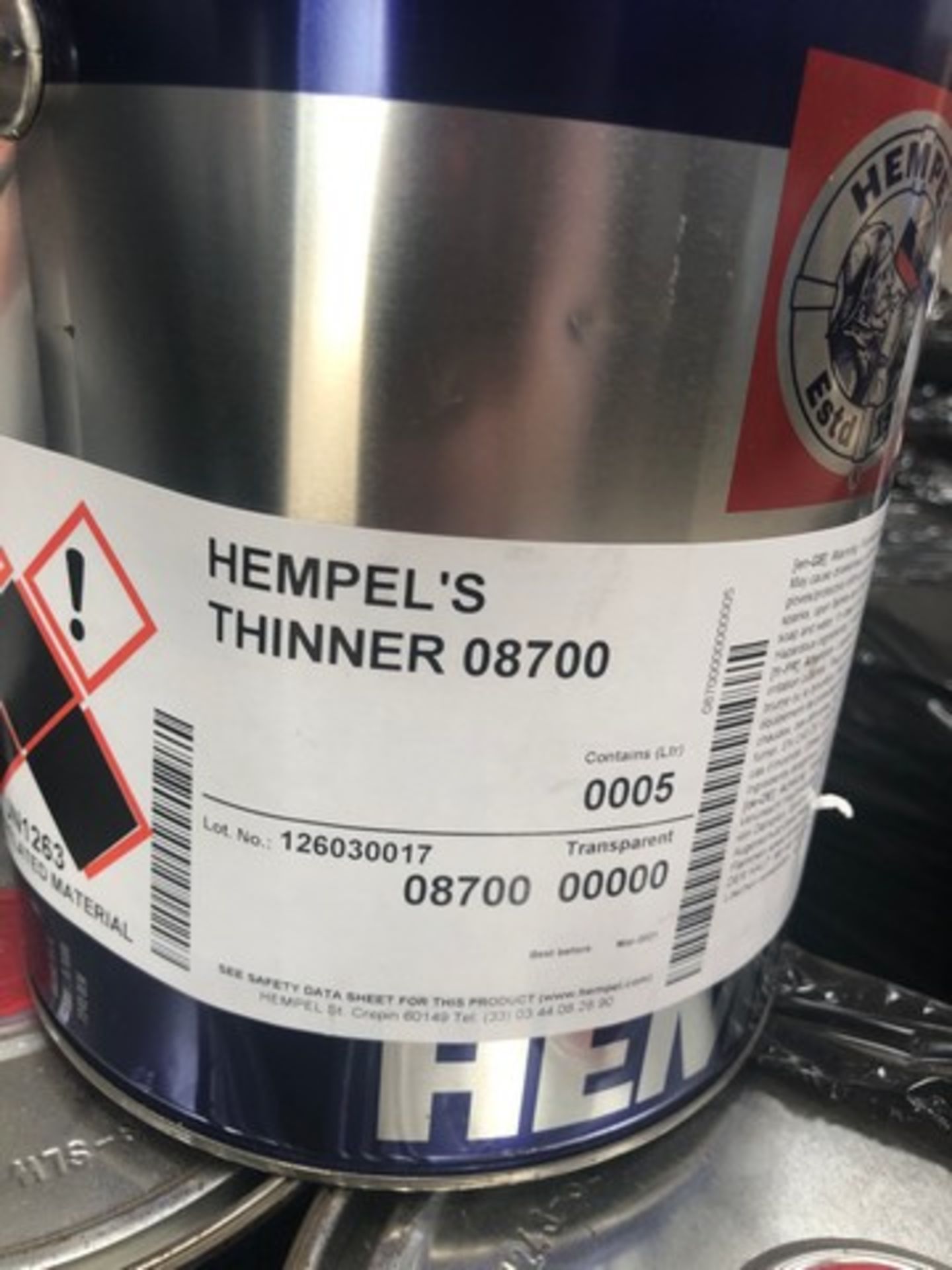 Mixed pallet of Hempel thinner 08700, Hempasil X3+87500/XA637 approx total 12 tins - Image 3 of 3