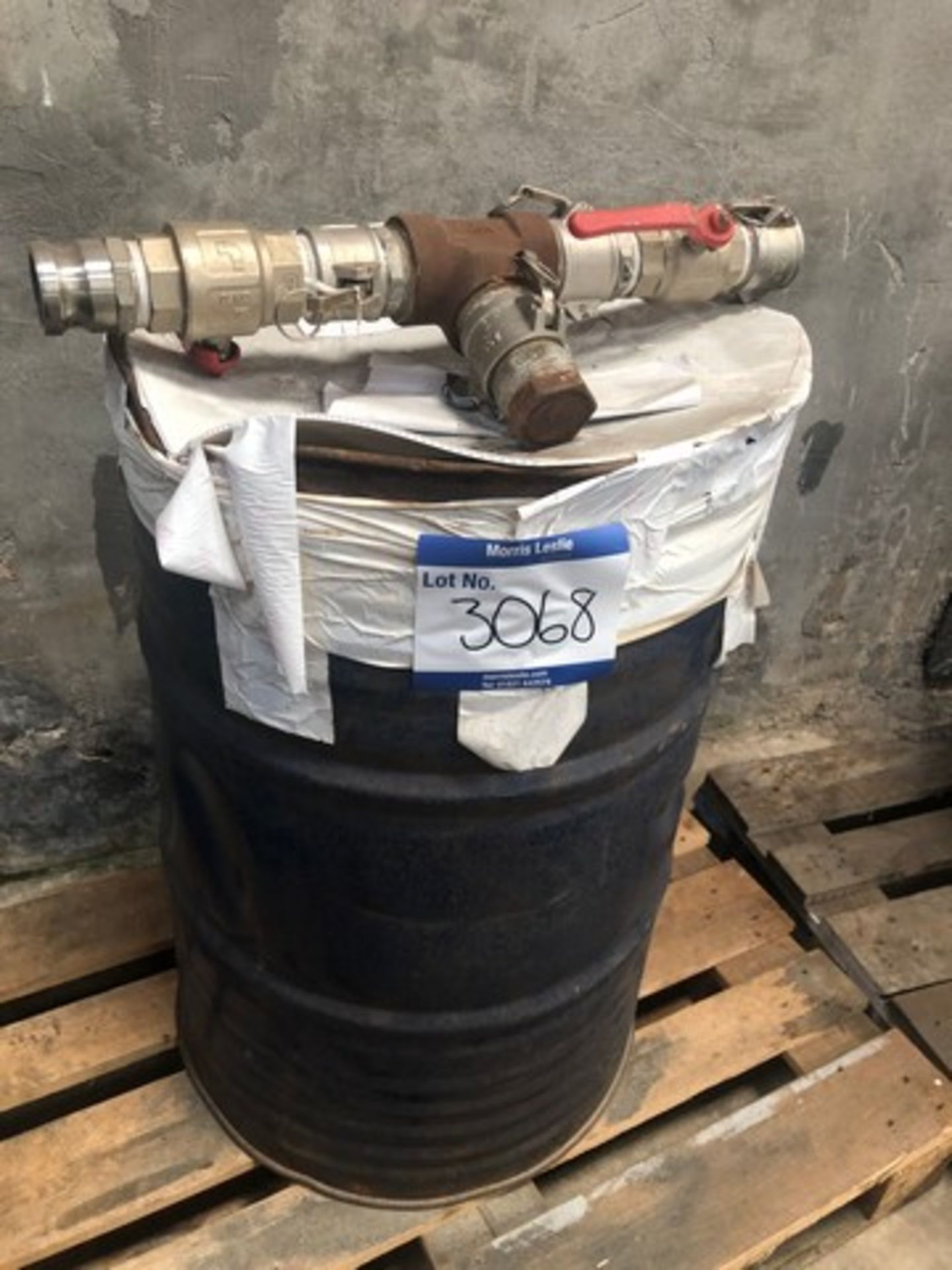 Barrel of steel grit c/w high pressure valve attachment